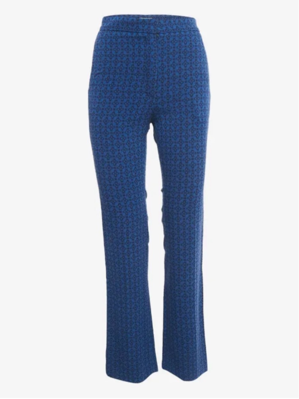 Sandro Paris Blue Printed Boot-Cut Trousers Pants
